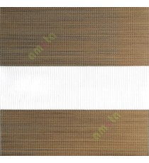 Gold brown color horizontal textured stripes with vertical lines and transparent net fabric zebra blind
